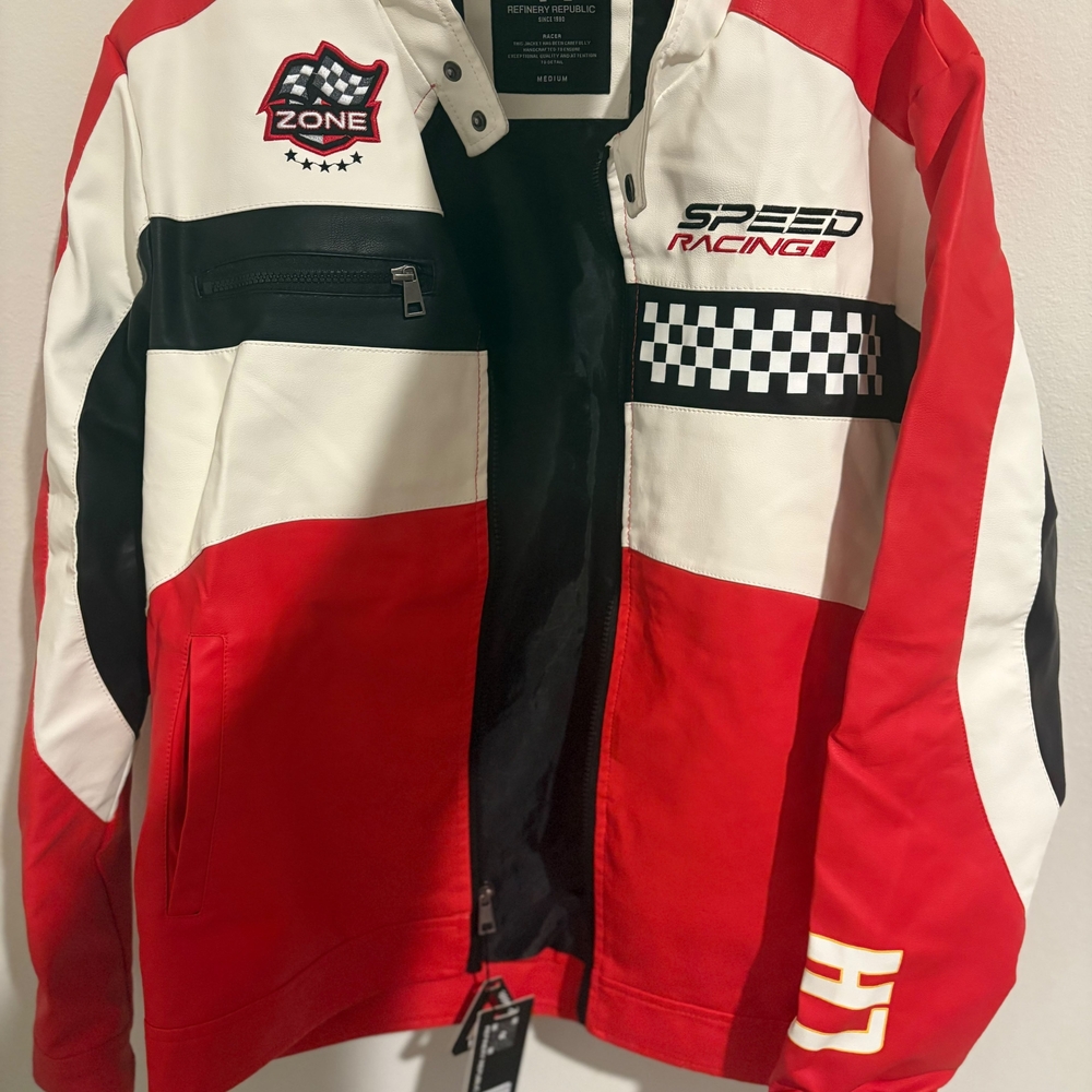 Speed Racing Red & White Men's Jean Jacket